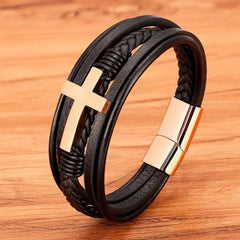 Cross Leather Bracelet - Starlight Mill200001034:96235566#Rose Gold;200000639:2832