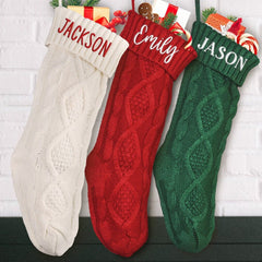 Embroidered Knitted Christmas Stockings Gift Bag - Starlight MillCJYS184475904DW