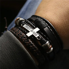 Leather Bracelets Men Bangles - Starlight Mill608272_SKHH94V