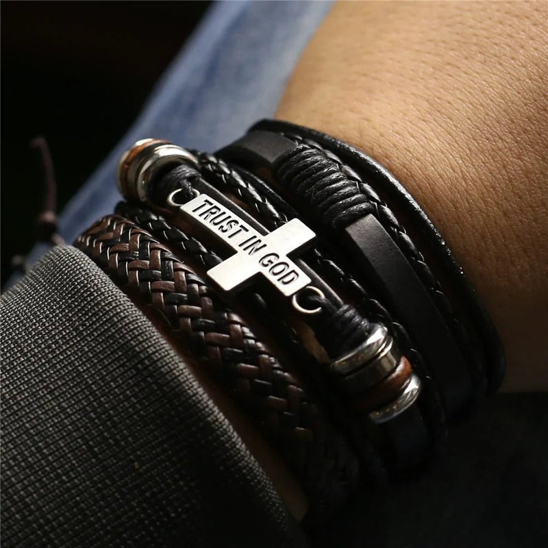 Leather Bracelets Men Bangles - Starlight Mill608272_SKHH94V