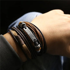 Leather Bracelets Men Bangles - Starlight Mill608272_SKHH94V