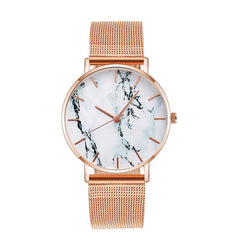 Luxury Rose Gold Mesh Band Marble Women's Wrist Watch - Starlight Mill18777_IG5EGYC