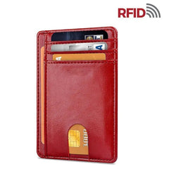 Mens Leather Slim Wallet Credit Card Holder RFID Blocking Pocket ID Money PU USA - Starlight MillFB56_MINIWAL_RD