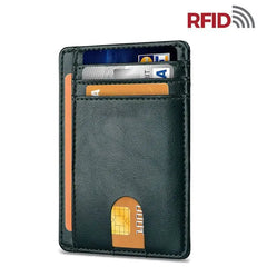 Mens Leather Slim Wallet Credit Card Holder RFID Blocking Pocket ID Money PU USA - Starlight MillFB48_MINIWAL_BL