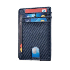 Mens Leather Slim Wallet Credit Card Holder RFID Blocking Pocket ID Money PU USA - Starlight MillFB60_MINIWAL_CRBNBLU