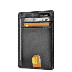 Mens Leather Slim Wallet Credit Card Holder RFID Blocking Pocket ID Money PU USA - Starlight MillFB48_MINIWAL_BL