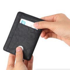 Mens Leather Slim Wallet Credit Card Holder RFID Blocking Pocket ID Money PU USA - Starlight MillFB48_MINIWAL_BL