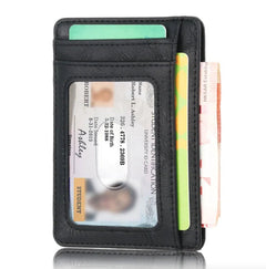 Mens Leather Slim Wallet Credit Card Holder RFID Blocking Pocket ID Money PU USA - Starlight MillFB48_MINIWAL_BL