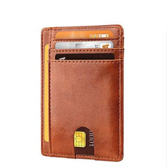 Mens Leather Slim Wallet Credit Card Holder RFID Blocking Pocket ID Money PU USA - Starlight MillFB52_MINIWAL_BRN