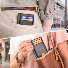 Mens Leather Slim Wallet Credit Card Holder RFID Blocking Pocket ID Money PU USA - Starlight MillFB48_MINIWAL_BL