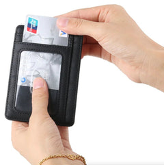 Mens Leather Slim Wallet Credit Card Holder RFID Blocking Pocket ID Money PU USA - Starlight MillFB48_MINIWAL_BL