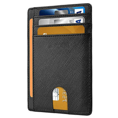 Mens Leather Slim Wallet Credit Card Holder RFID Blocking Pocket ID Money PU USA - Starlight MillFB48_MINIWAL_BL