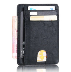 Mens Leather Slim Wallet Credit Card Holder RFID Blocking Pocket ID Money PU USA - Starlight MillFB48_MINIWAL_BL